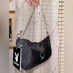 NEW Playboy Y2k Style Black Bling Logo Bag Handbag Satchel